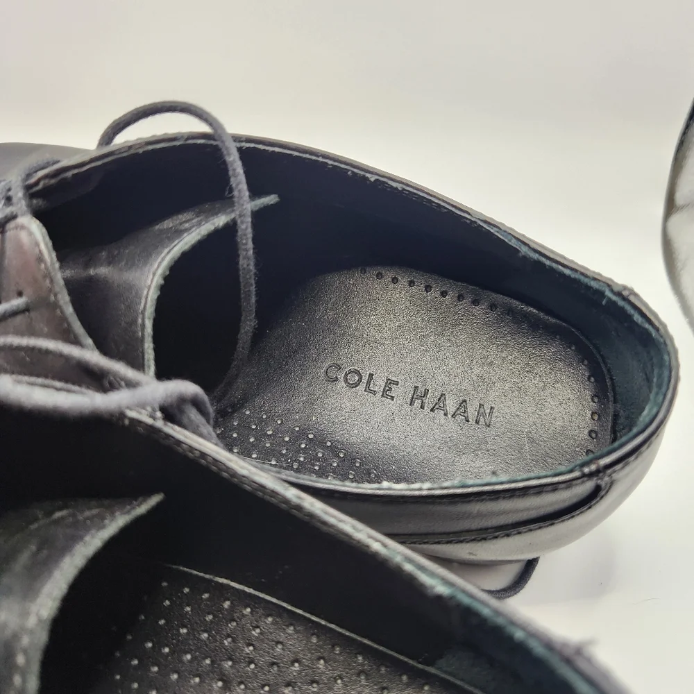 Cole Haan Williams Leather Cap Toe Oxfords‎ - Black - Size 9W Dress Shoe Formal